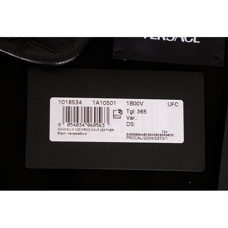 36.5 NEW $1,100 VERSACE Black Leather GOLD MEDUSA LOGO High Heel Chunky SANDALS