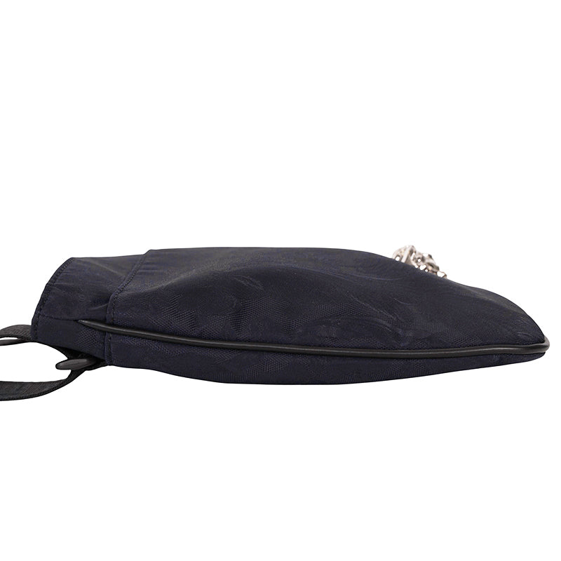 NEW $720 VERSACE Navy Heritage BAROCCO JACQUARD TECH Silver MEDUSA Crossbody BAG