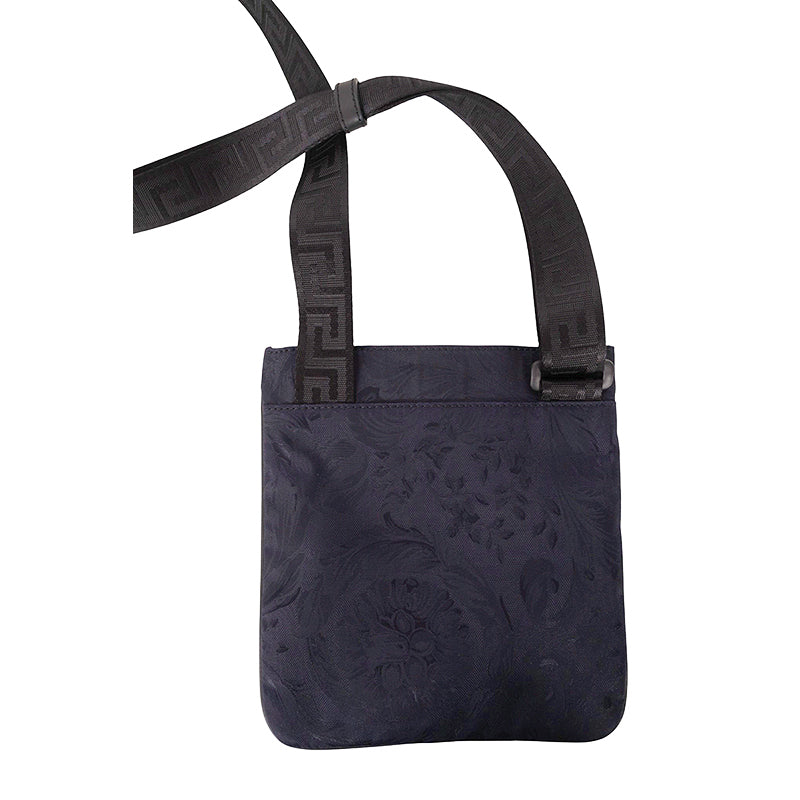 NEW $720 VERSACE Navy Heritage BAROCCO JACQUARD TECH Silver MEDUSA Crossbody BAG