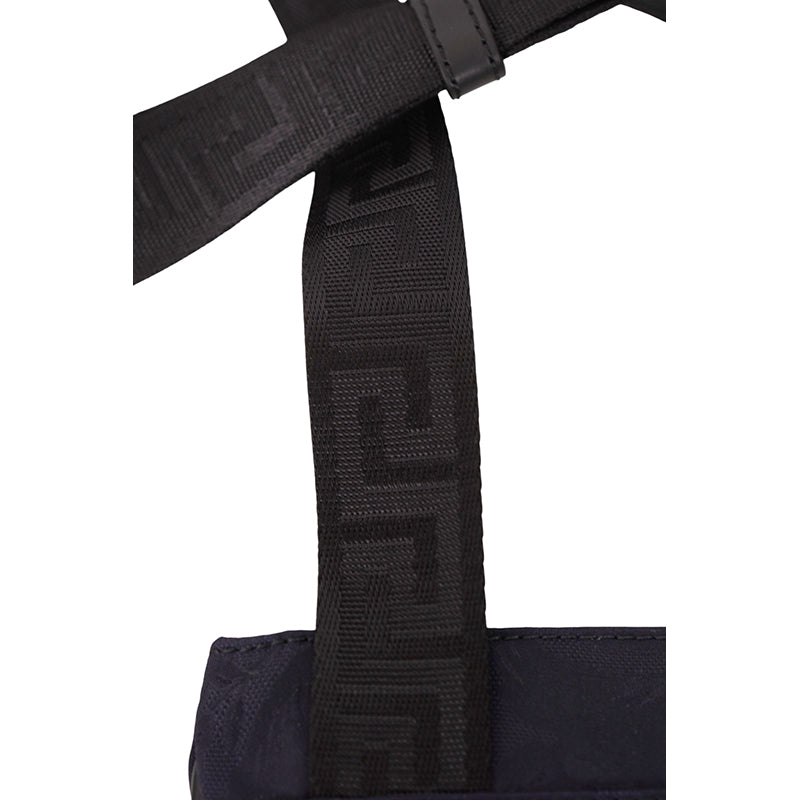 NEW $720 VERSACE Navy Heritage BAROCCO JACQUARD TECH Silver MEDUSA Crossbody BAG