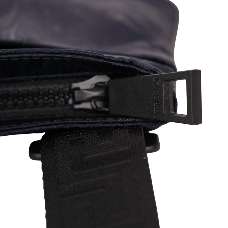 NEW $720 VERSACE Navy Heritage BAROCCO JACQUARD TECH Silver MEDUSA Crossbody BAG