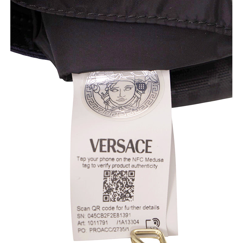 NEW $720 VERSACE Navy Heritage BAROCCO JACQUARD TECH Silver MEDUSA Crossbody BAG