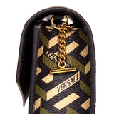 NEW $1075 VERSACE Coated Canvas Green LA GRECA VIRTUS V Small Crossbody BAG NWT