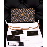 NEW $1075 VERSACE Coated Canvas Green LA GRECA VIRTUS V Small Crossbody BAG NWT