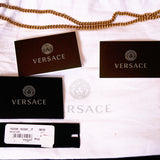 NEW $1075 VERSACE Coated Canvas Green LA GRECA VIRTUS V Small Crossbody BAG NWT