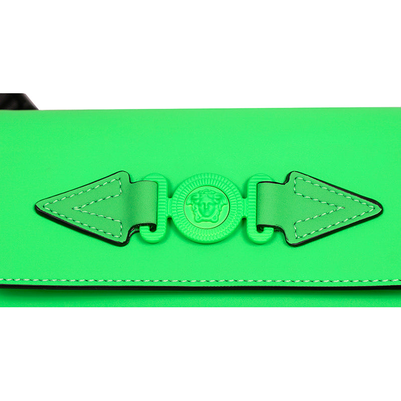 NEW $995 VERSACE Men's Neon Lime Rubberized MEDUSA BIGGIE LOGO Belt/Sling BAG