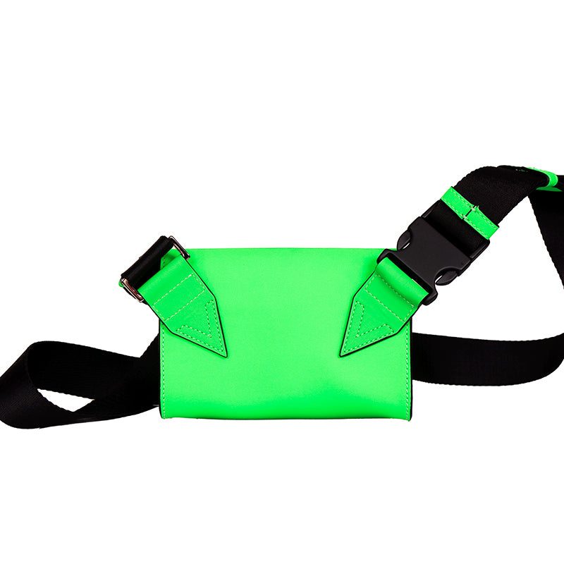 NEW $995 VERSACE Men's Neon Lime Rubberized MEDUSA BIGGIE LOGO Belt/Sling BAG