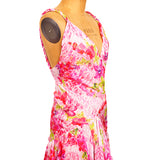 38 NEW $10,995 VERSACE Runway Archival PINK ORCHID LOGO PRINT Chiffon DRESS GOWN