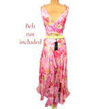 38 NEW $10,995 VERSACE Runway Archival PINK ORCHID LOGO PRINT Chiffon DRESS GOWN