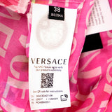 38 NEW $10,995 VERSACE Runway Archival PINK ORCHID LOGO PRINT Chiffon DRESS GOWN