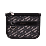NEW $295 VERSACE Black Gray Coated Canvas LA GRECA Coin MODULAR POUCH Travel BAG