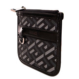 NEW $295 VERSACE Black Gray Coated Canvas LA GRECA Coin MODULAR POUCH Travel BAG