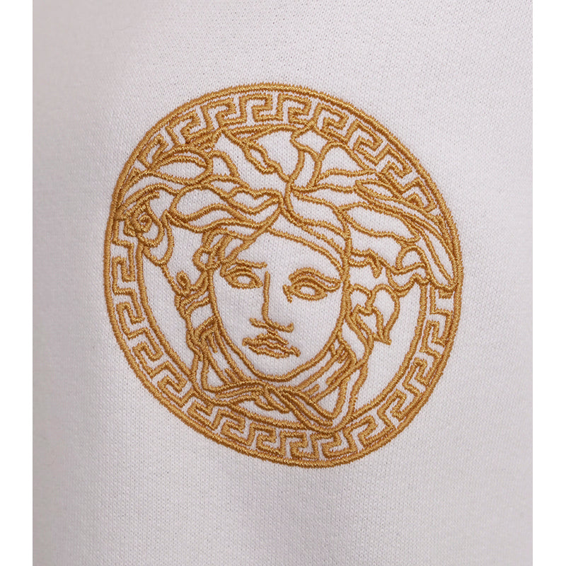 2/3XL NEW $800 VERSACE Men White MEDUSA LOGO BAROQUE HOODIE Embroidered SWEATSHIRT