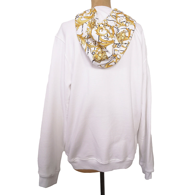 2/3XL NEW $800 VERSACE Men White MEDUSA LOGO BAROQUE HOODIE Embroidered SWEATSHIRT