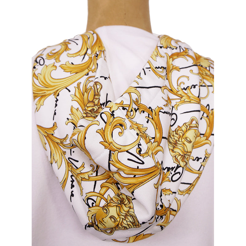 2/3XL NEW $800 VERSACE Men White MEDUSA LOGO BAROQUE HOODIE Embroidered SWEATSHIRT