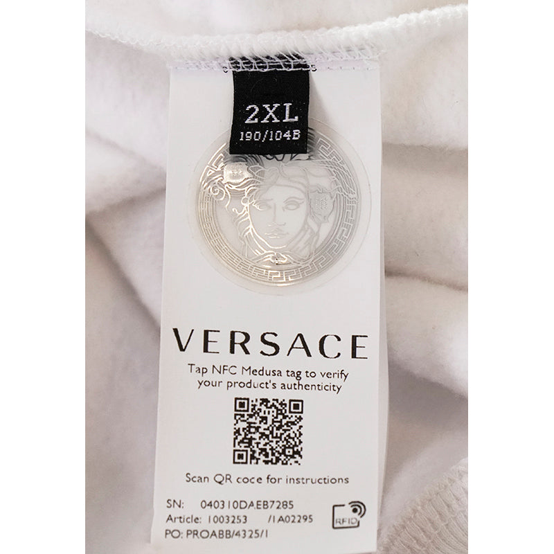 2/3XL NEW $800 VERSACE Men White MEDUSA LOGO BAROQUE HOODIE Embroidered SWEATSHIRT