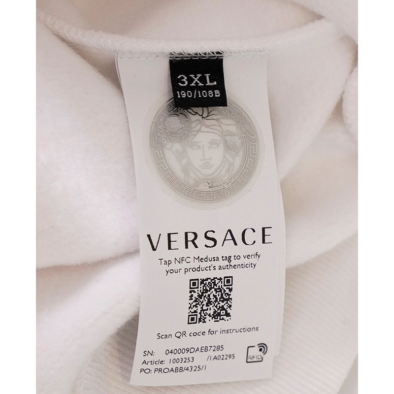 2/3XL NEW $800 VERSACE Men White MEDUSA LOGO BAROQUE HOODIE Embroidered SWEATSHIRT