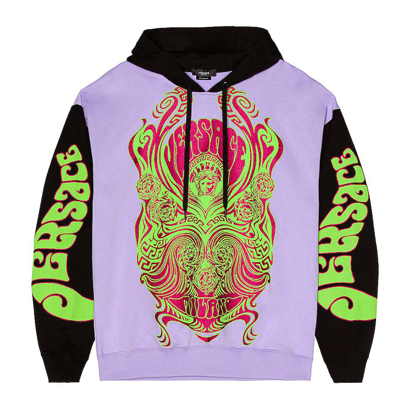 M NEW $1925 VERSACE MUSIC COLLECTION Mens Orchid Lilac MEDUSA Hoodie SWEATSHIRT