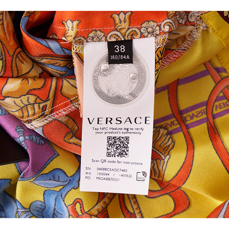 38 NEW $1,275 VERSACE Woman's ROYAL REBELLION Silk Twill Cropped Hoodie TOP XS