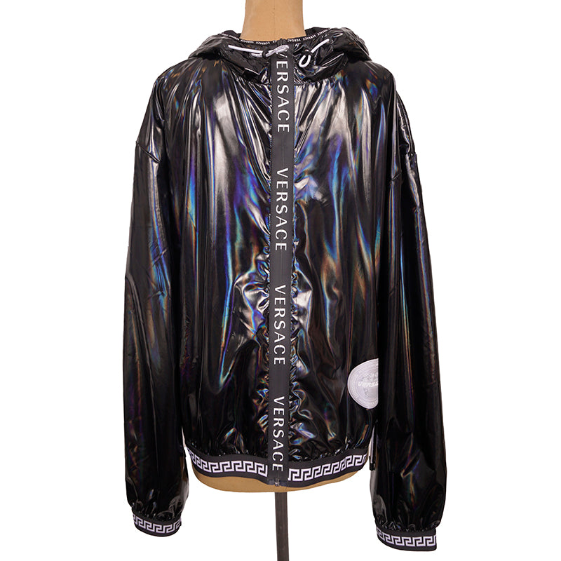 2XL NEW $1150 VERSACE Men's Active Performance Pro Black HOLOGRAHIC Track JACKET