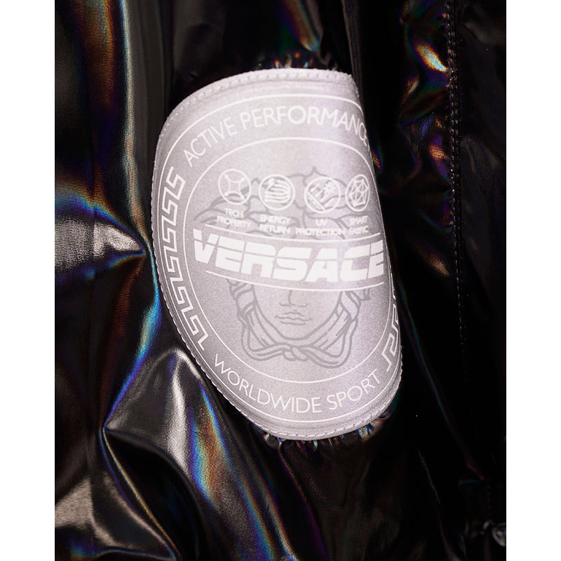 2XL NEW $1150 VERSACE Men's Active Performance Pro Black HOLOGRAHIC Track JACKET