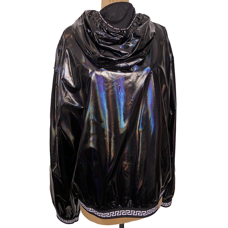 2XL NEW $1150 VERSACE Men's Active Performance Pro Black HOLOGRAHIC Track JACKET