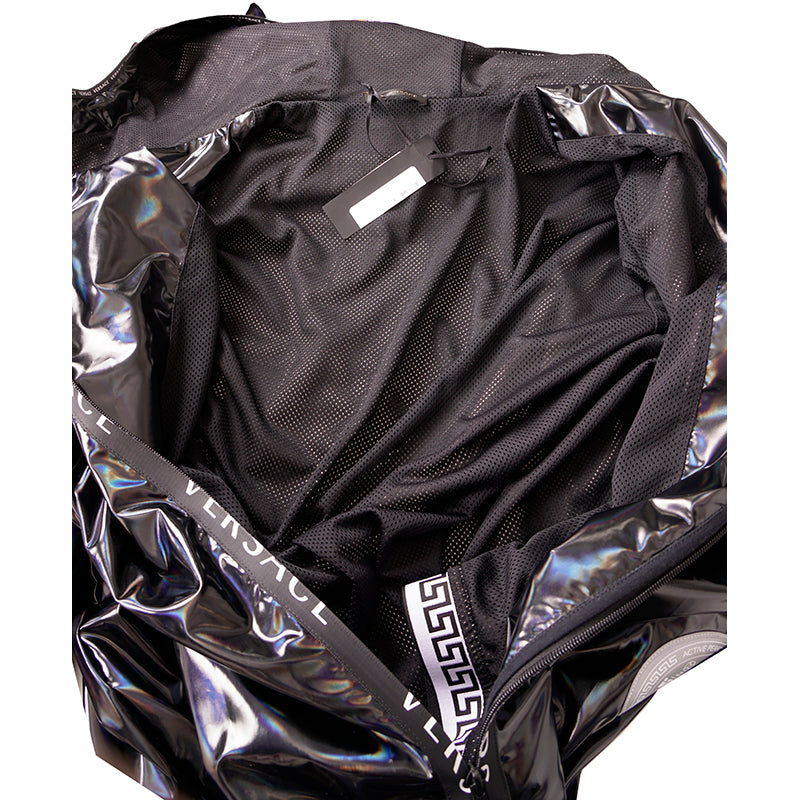2XL NEW $1150 VERSACE Men's Active Performance Pro Black HOLOGRAHIC Track JACKET