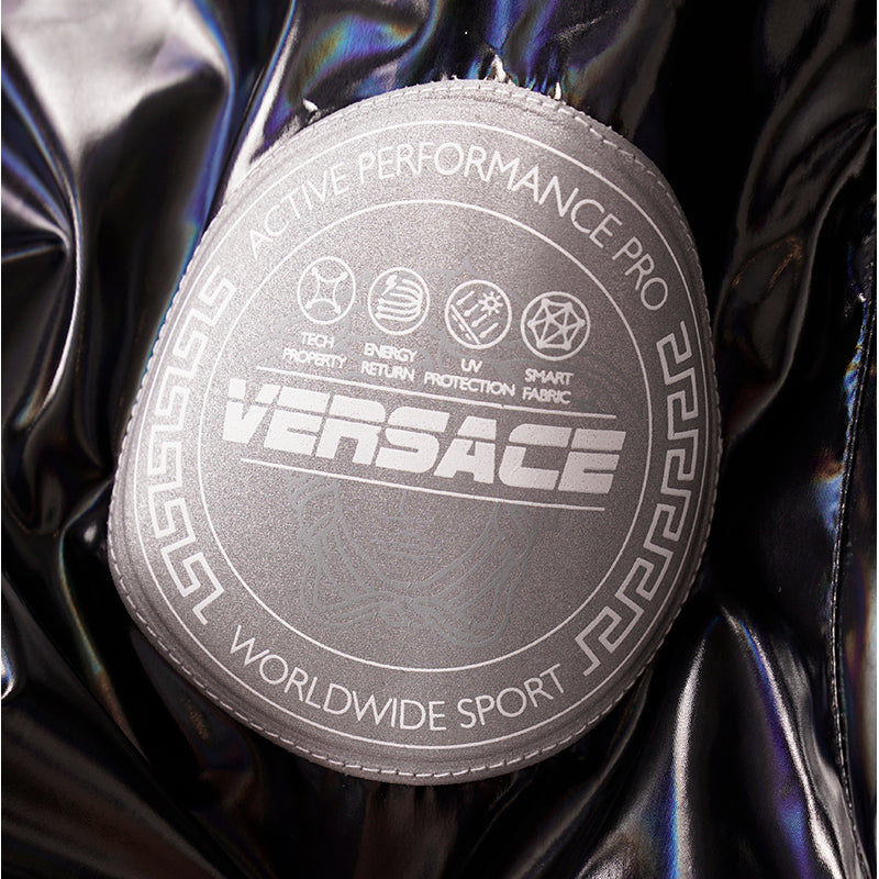 2XL NEW $1150 VERSACE Men's Active Performance Pro Black HOLOGRAHIC Track JACKET