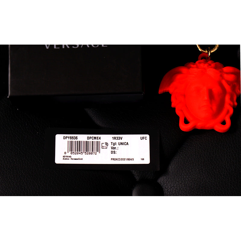 NEW $125 VERSACE RUNWAY Red Rubber LA MEDUSA LOGO KEY CHAIN Tresor De La Mer NIB