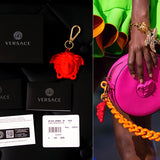 NEW $125 VERSACE RUNWAY Red Rubber LA MEDUSA LOGO KEY CHAIN Tresor De La Mer NIB