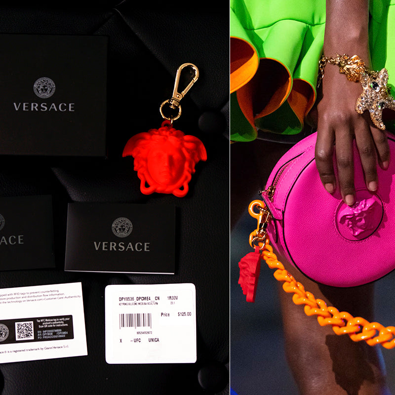 NEW $125 VERSACE RUNWAY Red Rubber LA MEDUSA LOGO KEY CHAIN Tresor De La Mer NIB