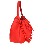 NEW $2325 VERSACE Red Leather LA MEDUSA Drawstring Bucket BAG CHAIN & 2 STRAPS