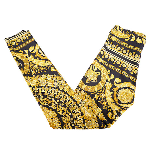 38/40 NEW $1,025 VERSACE Black & Yellow Classic BAROCCO Heritage JERSEY LEGGINGS 2