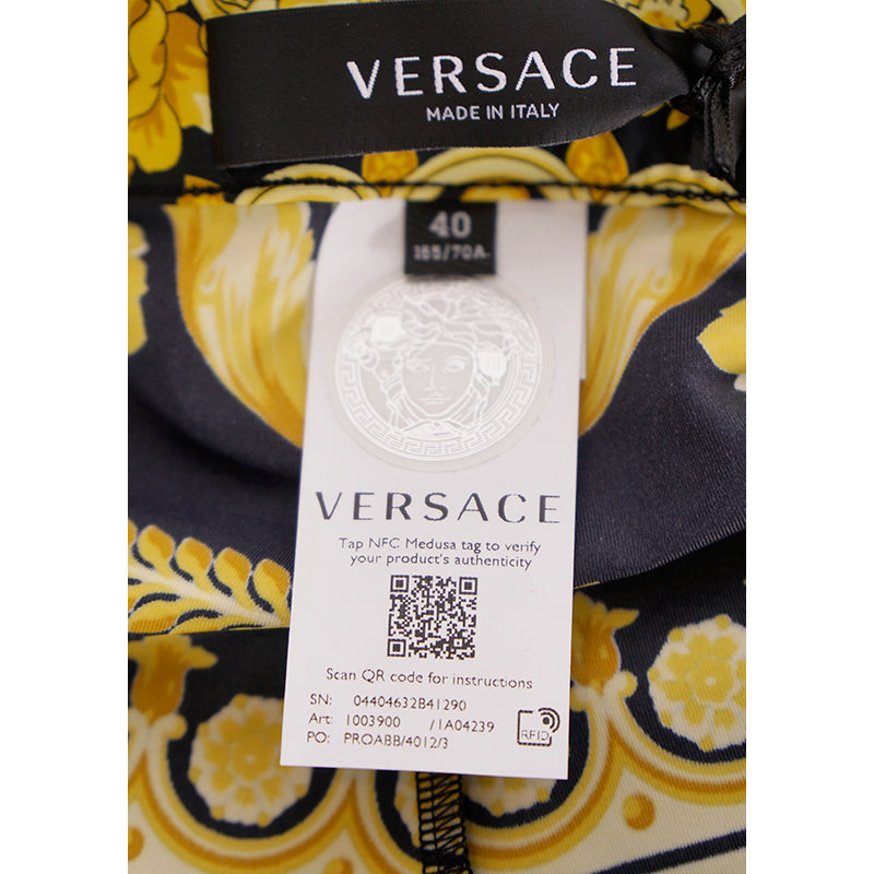 38/40 NEW $1,025 VERSACE Black & Yellow Classic BAROCCO Heritage JERSEY LEGGINGS 2