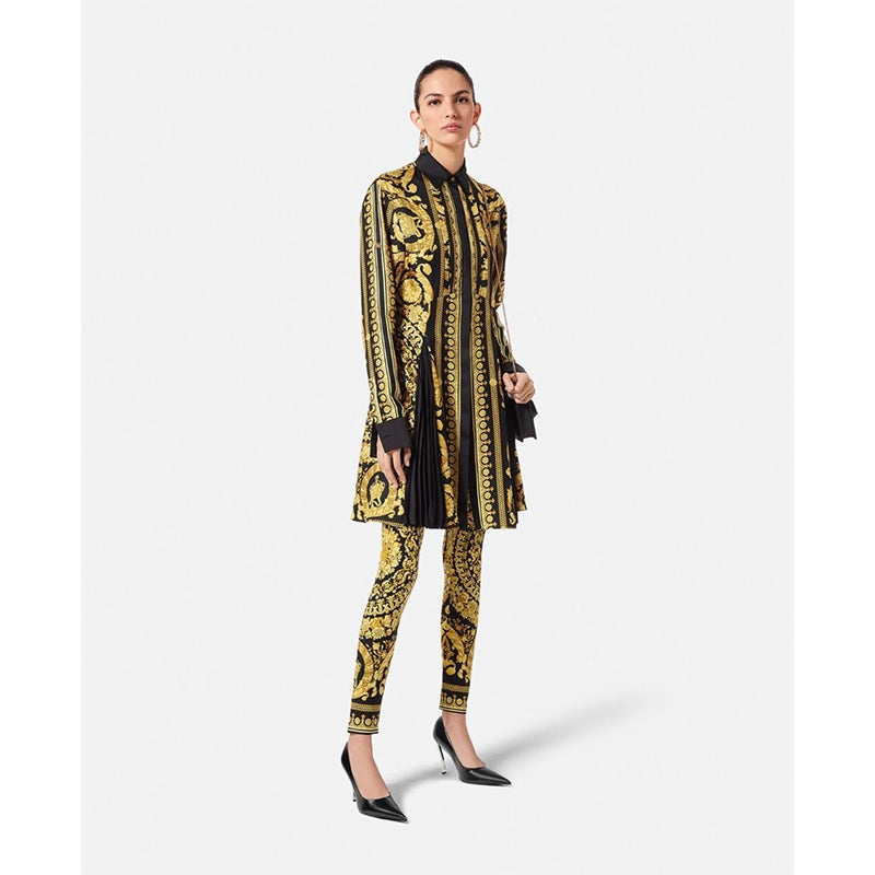 38/40 NEW $1,025 VERSACE Black & Yellow Classic BAROCCO Heritage JERSEY LEGGINGS 2