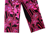 38/42 NEW $925 VERSACE RUNWAY Black Pink-Purple Orchid Flower Print JERSEY LEGGINGS