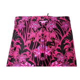 38/42 NEW $925 VERSACE RUNWAY Black Pink-Purple Orchid Flower Print JERSEY LEGGINGS