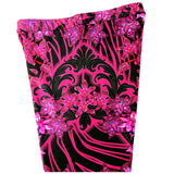 38/42 NEW $925 VERSACE RUNWAY Black Pink-Purple Orchid Flower Print JERSEY LEGGINGS