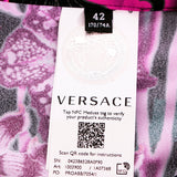 38/42 NEW $925 VERSACE RUNWAY Black Pink-Purple Orchid Flower Print JERSEY LEGGINGS