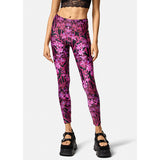 38/42 NEW $925 VERSACE RUNWAY Black Pink-Purple Orchid Flower Print JERSEY LEGGINGS