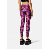 38/42 NEW $925 VERSACE RUNWAY Black Pink-Purple Orchid Flower Print JERSEY LEGGINGS