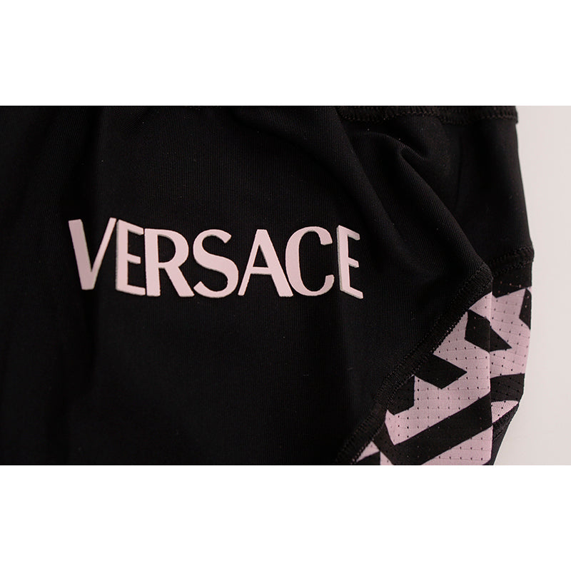 sz 1 XS NEW $525 VERSACE Black PINK LA GRECA Jersey Sport Pants Workout LEGGINGS