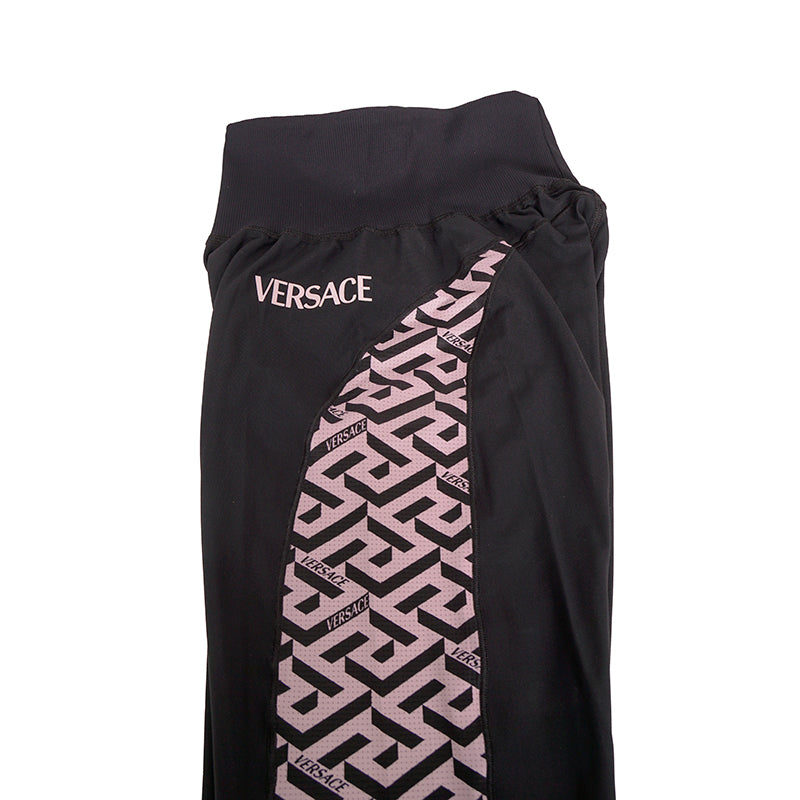 sz 1 XS NEW $525 VERSACE Black PINK LA GRECA Jersey Sport Pants Workout LEGGINGS