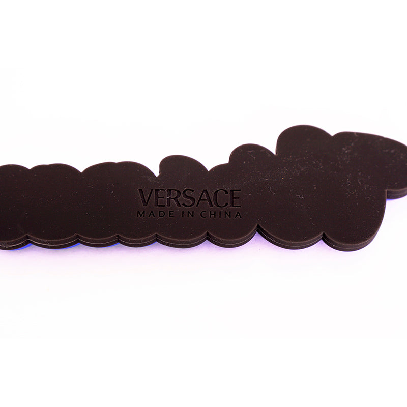 NEW $225 VERSACE Neon Green & Blue SPORTY VARSITY LOGO Silicone KEYCHAIN Bag Fob