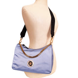 NEW $1,250 VERSACE Blue Nylon GOLD MEDUSA LOGO Hobo BAG w/ REUSABLE GRECA STRAP