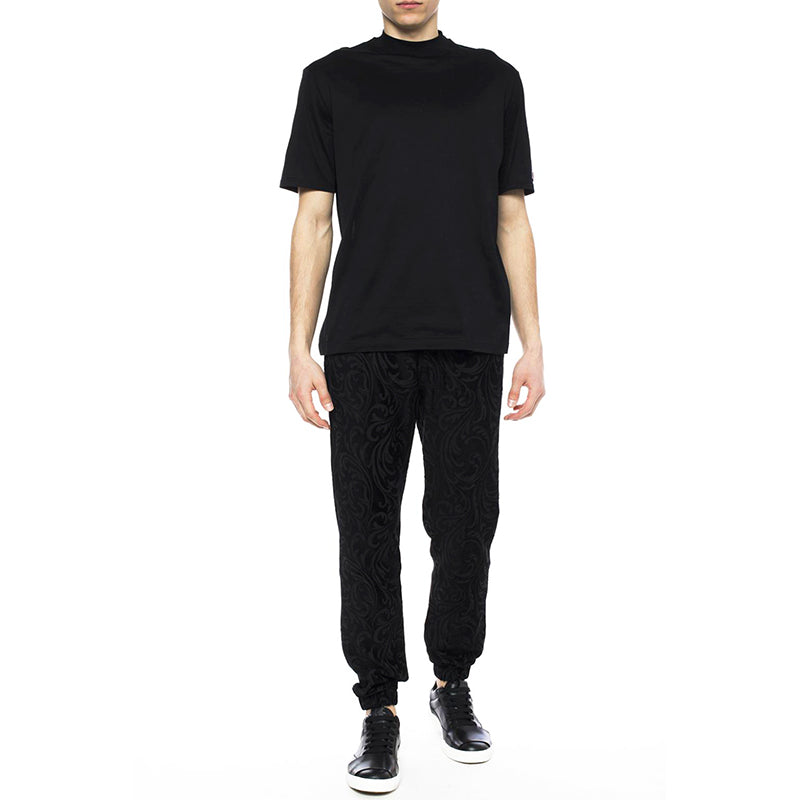 2XL NEW $975 VERSACE Men's Black Velvet/Velour Baroque LOGO Sporty JOGGER PANTS