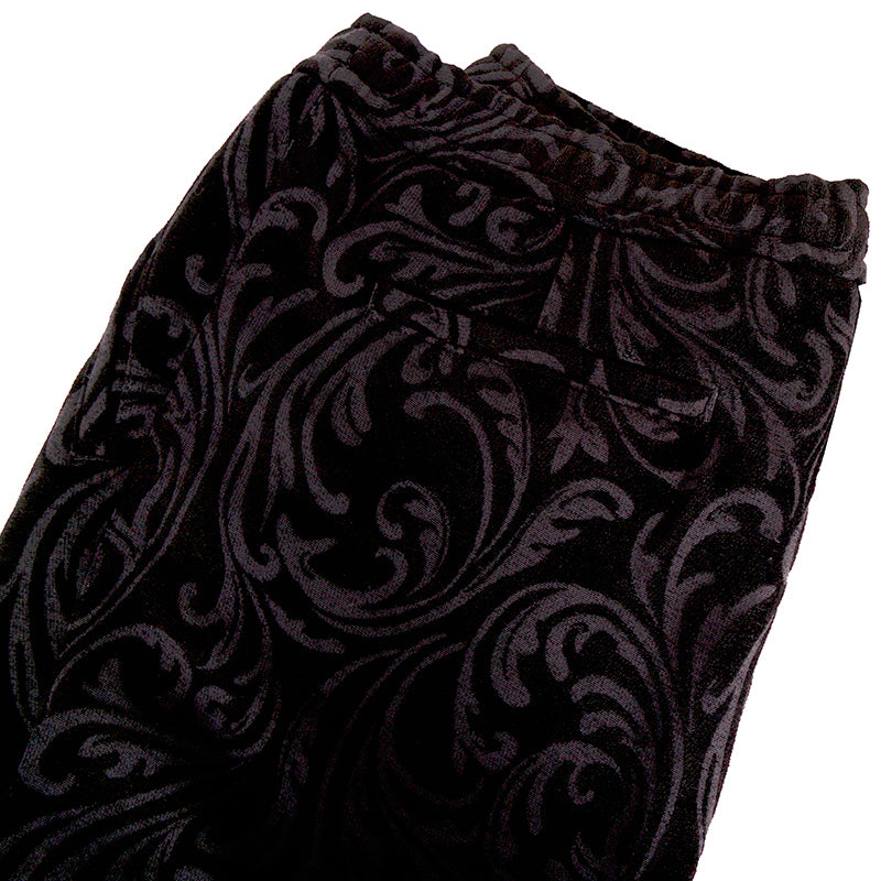 2XL NEW $975 VERSACE Men's Black Velvet/Velour Baroque LOGO Sporty JOGGER PANTS