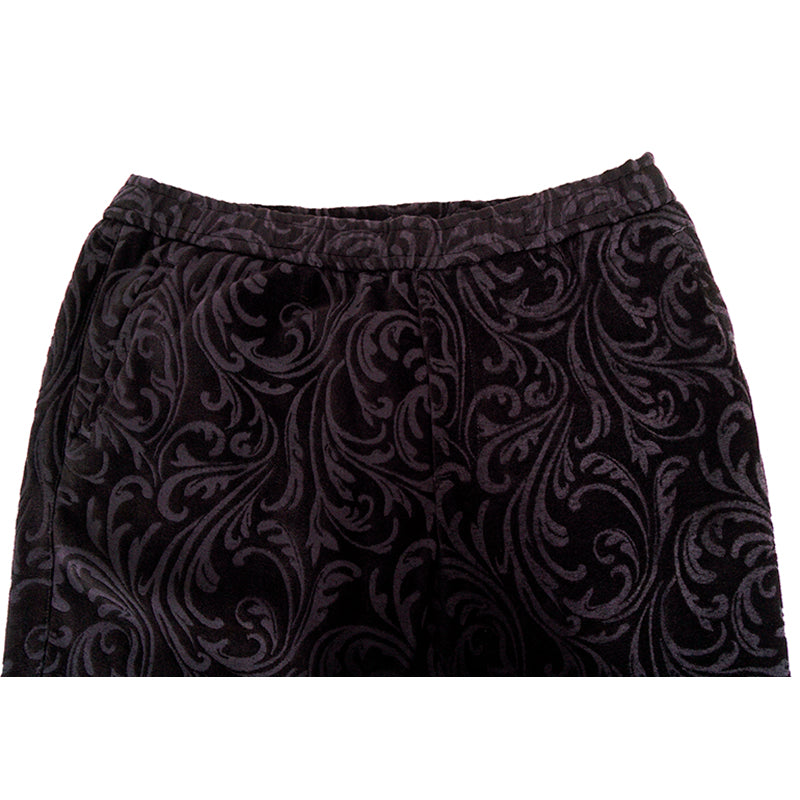 2XL NEW $975 VERSACE Men's Black Velvet/Velour Baroque LOGO Sporty JOGGER PANTS