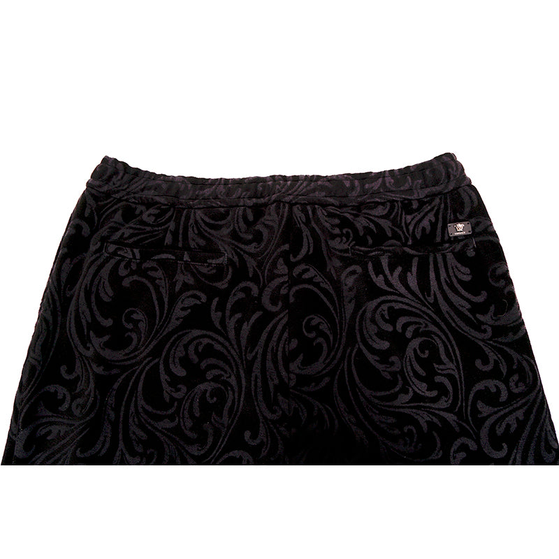 2XL NEW $975 VERSACE Men's Black Velvet/Velour Baroque LOGO Sporty JOGGER PANTS
