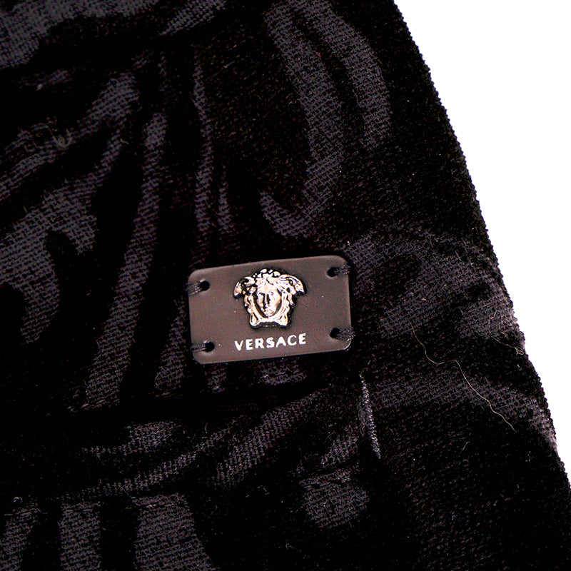 2XL NEW $975 VERSACE Men's Black Velvet/Velour Baroque LOGO Sporty JOGGER PANTS